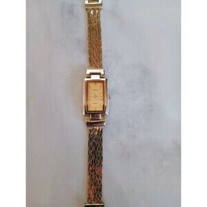 Vintage La Mode Gold Tone Quartz Watch Japan Movement Mesh Band Mint Works!
